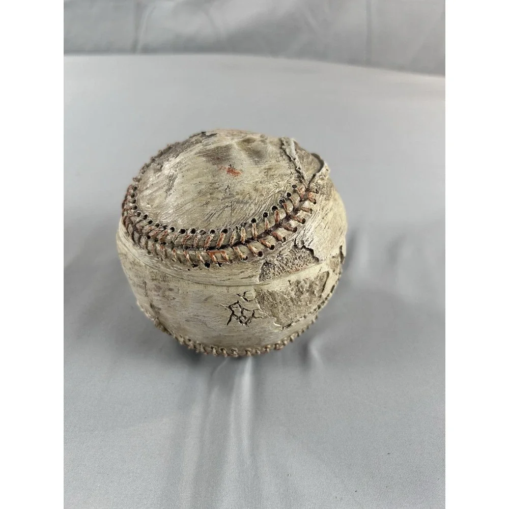 Vintage Style Baseball Trinket Box Resin Hinged Distressed Decor 4